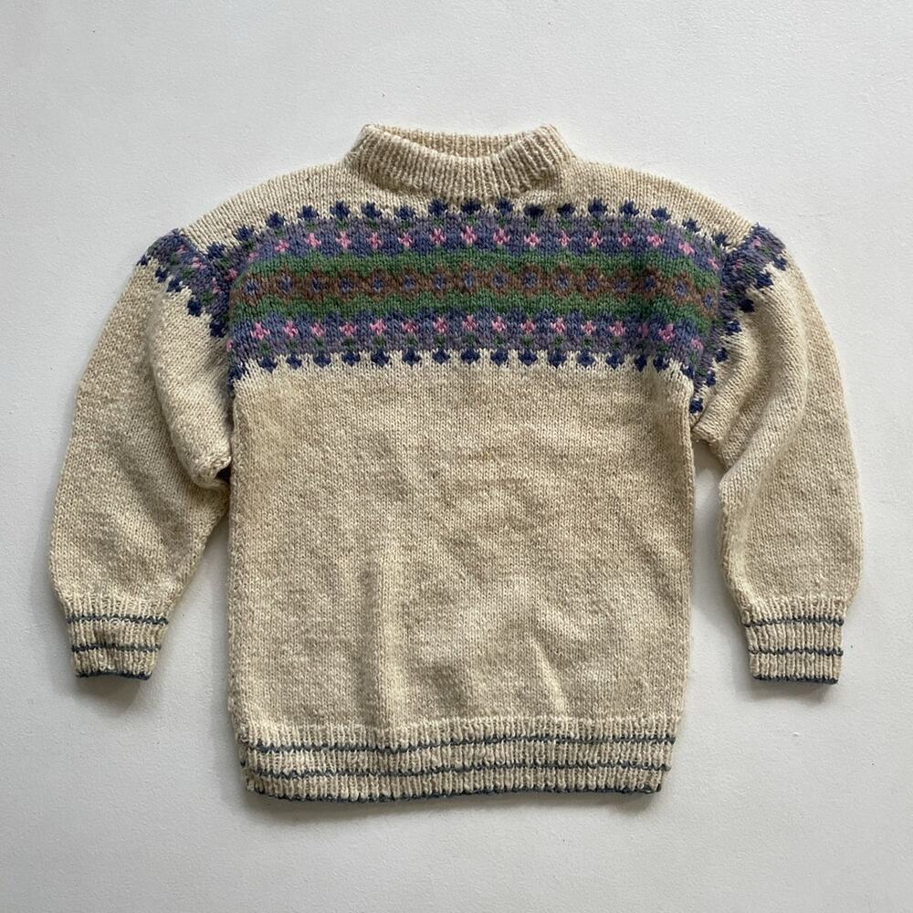 Vtg 80s Chunky Wool Knit Pullover Sweater / Sz M / Grandma Cottagecore Boho